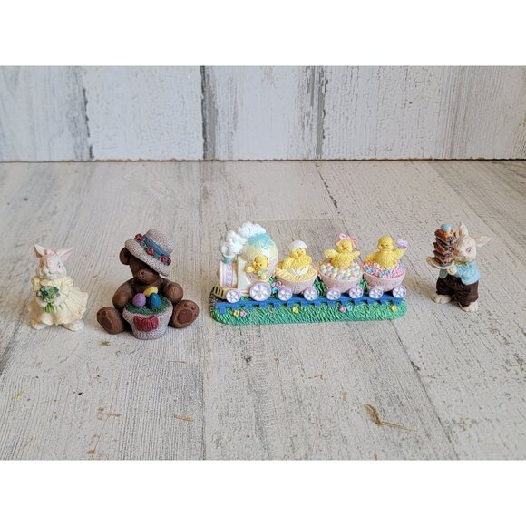 Variety Easter train chick bear eggs Village accessory Decor spring - Picture 1 of 7